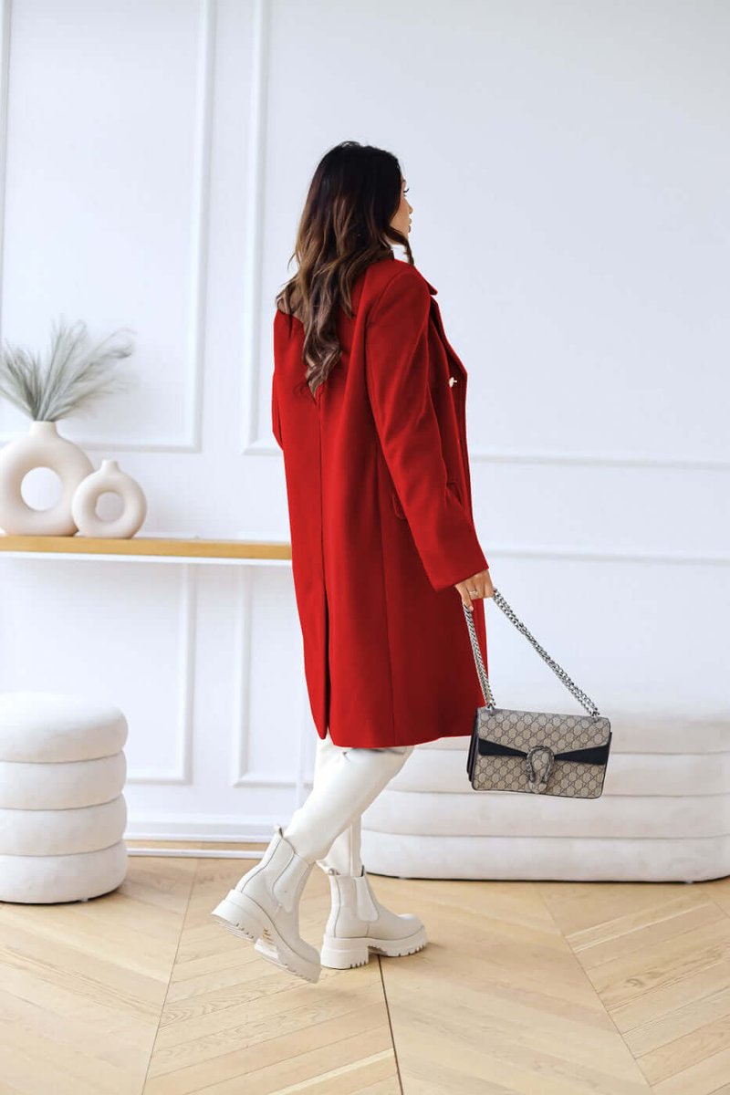 Women's Double-Breasted Wool Coat Long Lapel Trench Coat