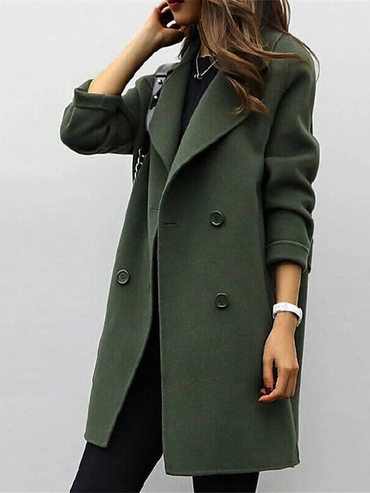 Women's Double-Breasted Wool Coat Long Winter Overcoat