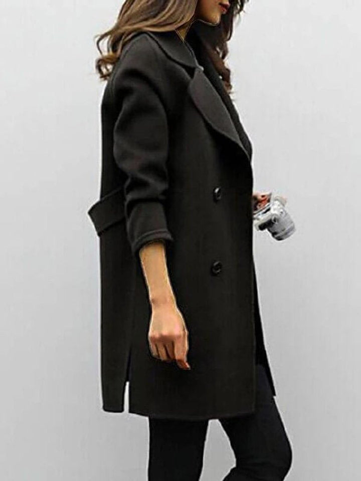 Women's Double-Breasted Wool Coat Long Winter Overcoat