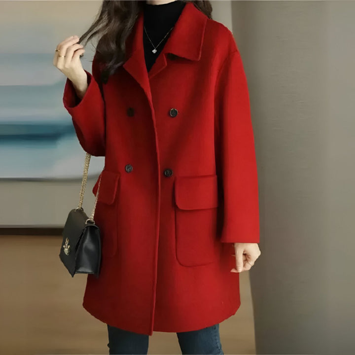 Women's Double-Breasted Wool Coat Longline Smart Overcoat
