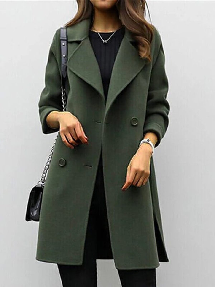 Women's Double-Breasted Wool Coat Longline Trench Coat