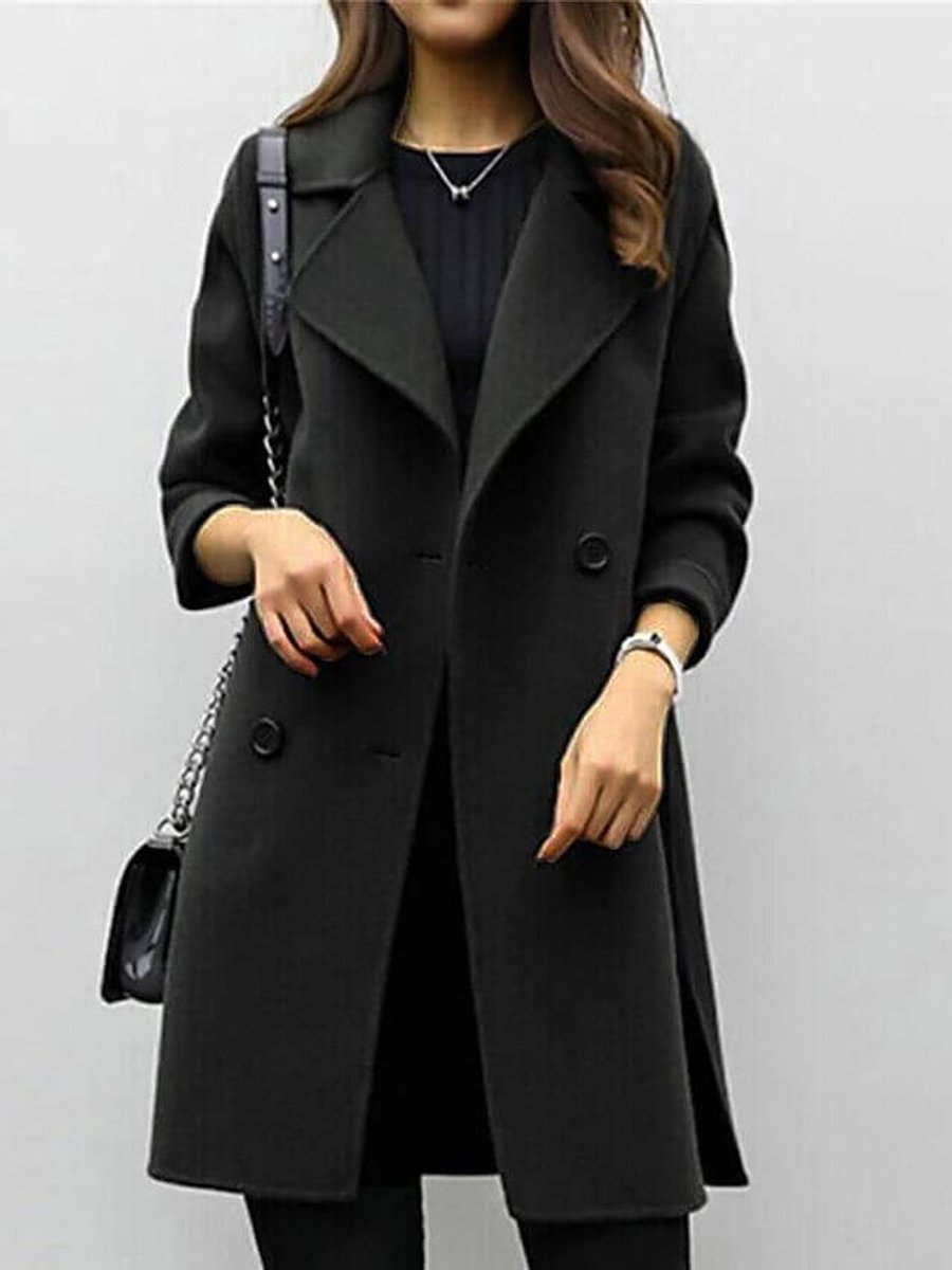 Women's Double-Breasted Wool Coat Longline Trench Coat