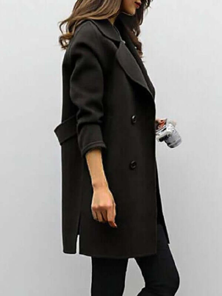 Women's Double-Breasted Wool Coat Longline Trench Coat