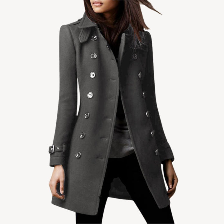 Women's Double-Breasted Wool Coat Mid-Length Tailored Peacoat