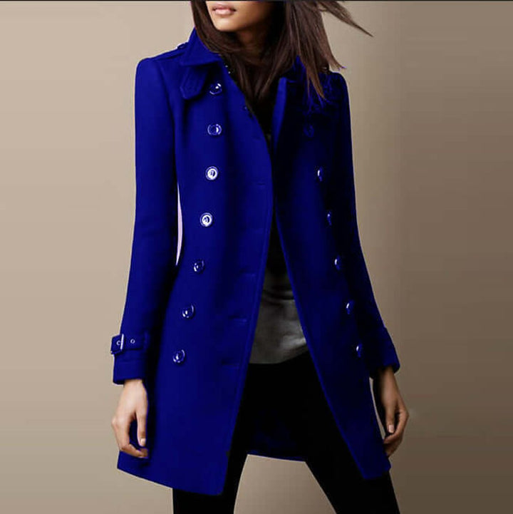 Women's Double-Breasted Wool Trench Coat Tailored Fit