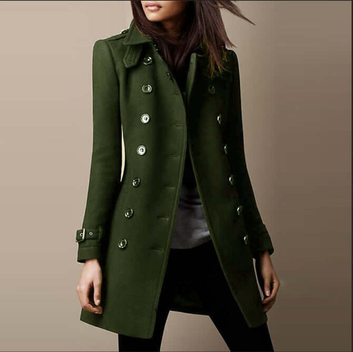 Women's Double-Breasted Wool Trench Coat Tailored Fit