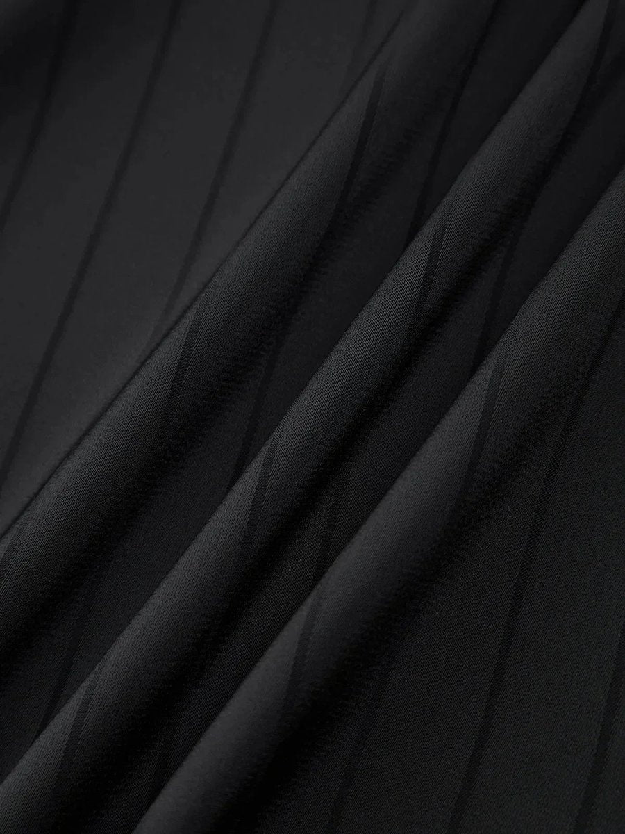 Women's Elegant Long-Sleeve Blouse Gold-Button Striped Shirt