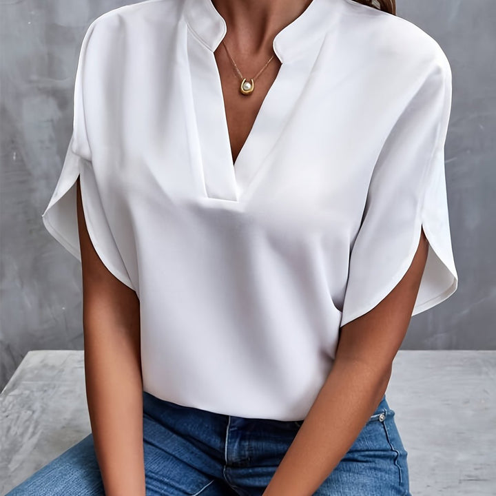 Women's Elegant Relaxed-Fit V-Neck Soft-Drape Blouse