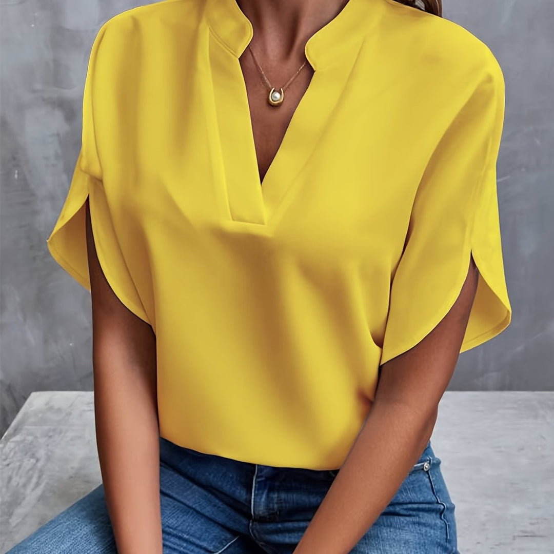 Women's Elegant Relaxed-Fit V-Neck Soft-Drape Blouse