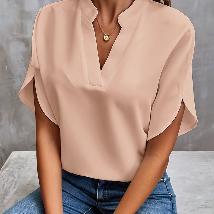 Women's Elegant Relaxed-Fit V-Neck Soft-Drape Blouse