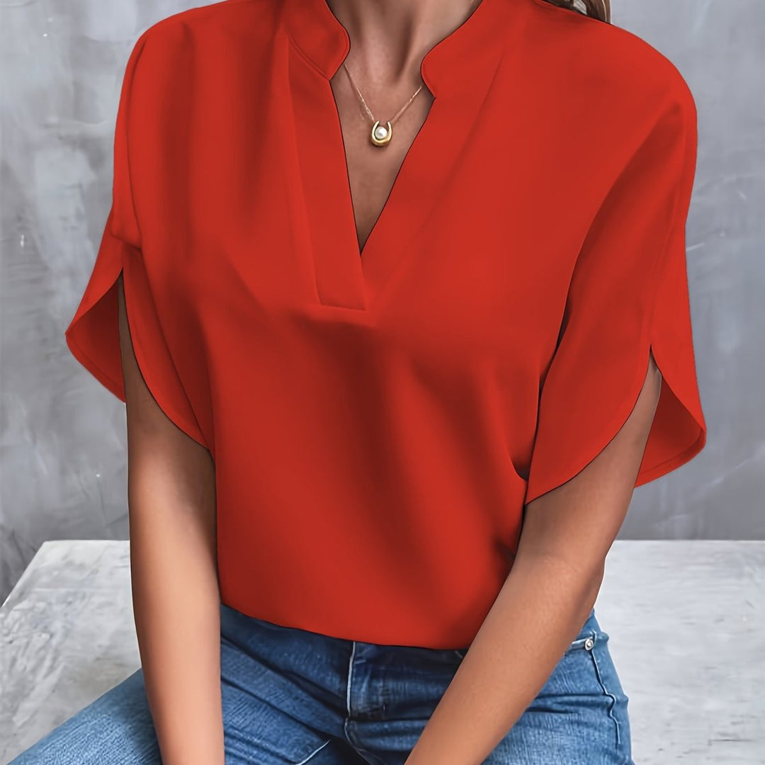 Women's Elegant Relaxed-Fit V-Neck Soft-Drape Blouse
