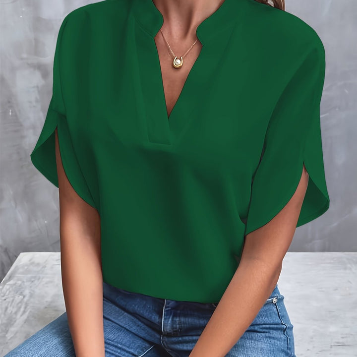 Women's Elegant Relaxed-Fit V-Neck Soft-Drape Blouse