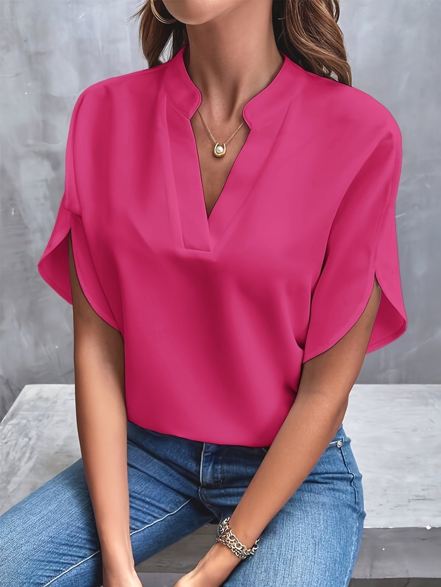 Women's Elegant Relaxed-Fit V-Neck Soft-Drape Blouse