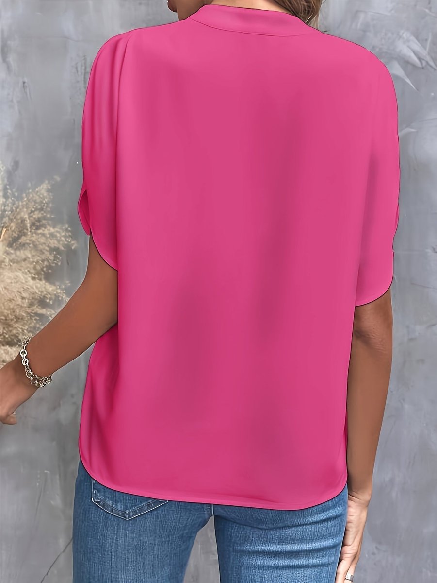 Women's Elegant Relaxed-Fit V-Neck Soft-Drape Blouse
