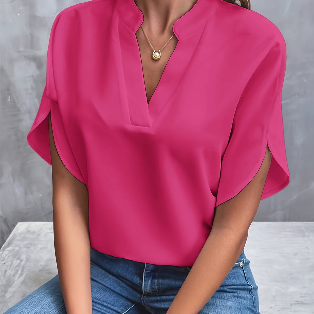 Women's Elegant Relaxed-Fit V-Neck Soft-Drape Blouse