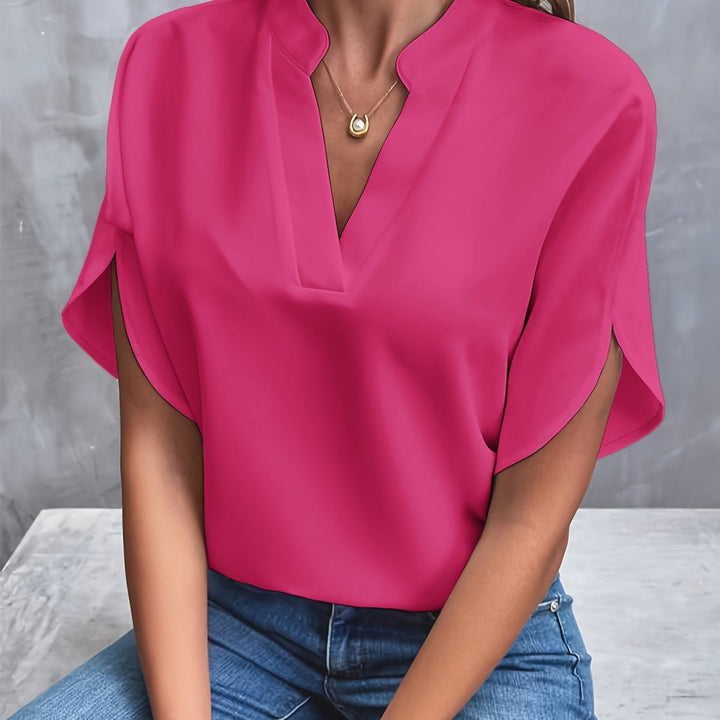 Women's Elegant Relaxed-Fit V-Neck Soft-Drape Blouse