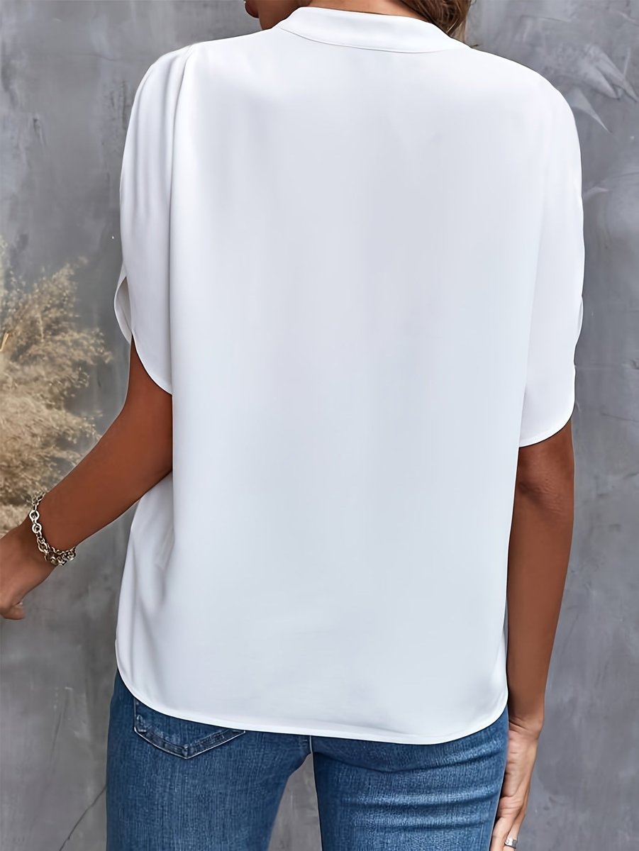 Women's Elegant Relaxed-Fit V-Neck Soft-Drape Blouse