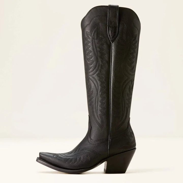 Women's Embroidered Knee-High Heeled Cowboy Boots Pointed Toe
