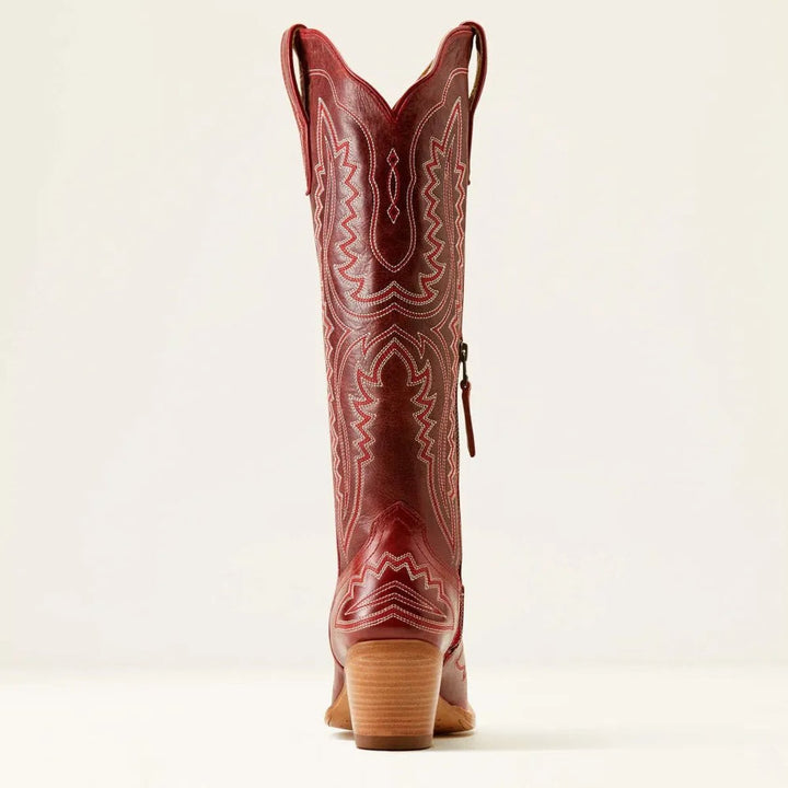 Women's Embroidered Knee-High Heeled Cowboy Boots Pointed Toe