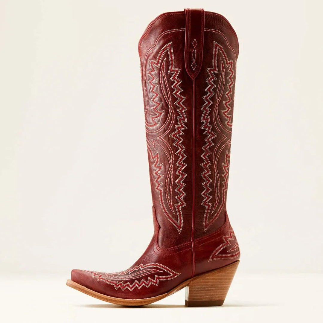 Women's Embroidered Knee-High Heeled Cowboy Boots Pointed Toe