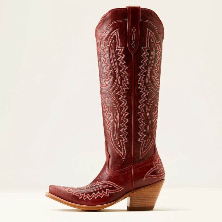 Women's Embroidered Knee-High Heeled Cowboy Boots Pointed Toe