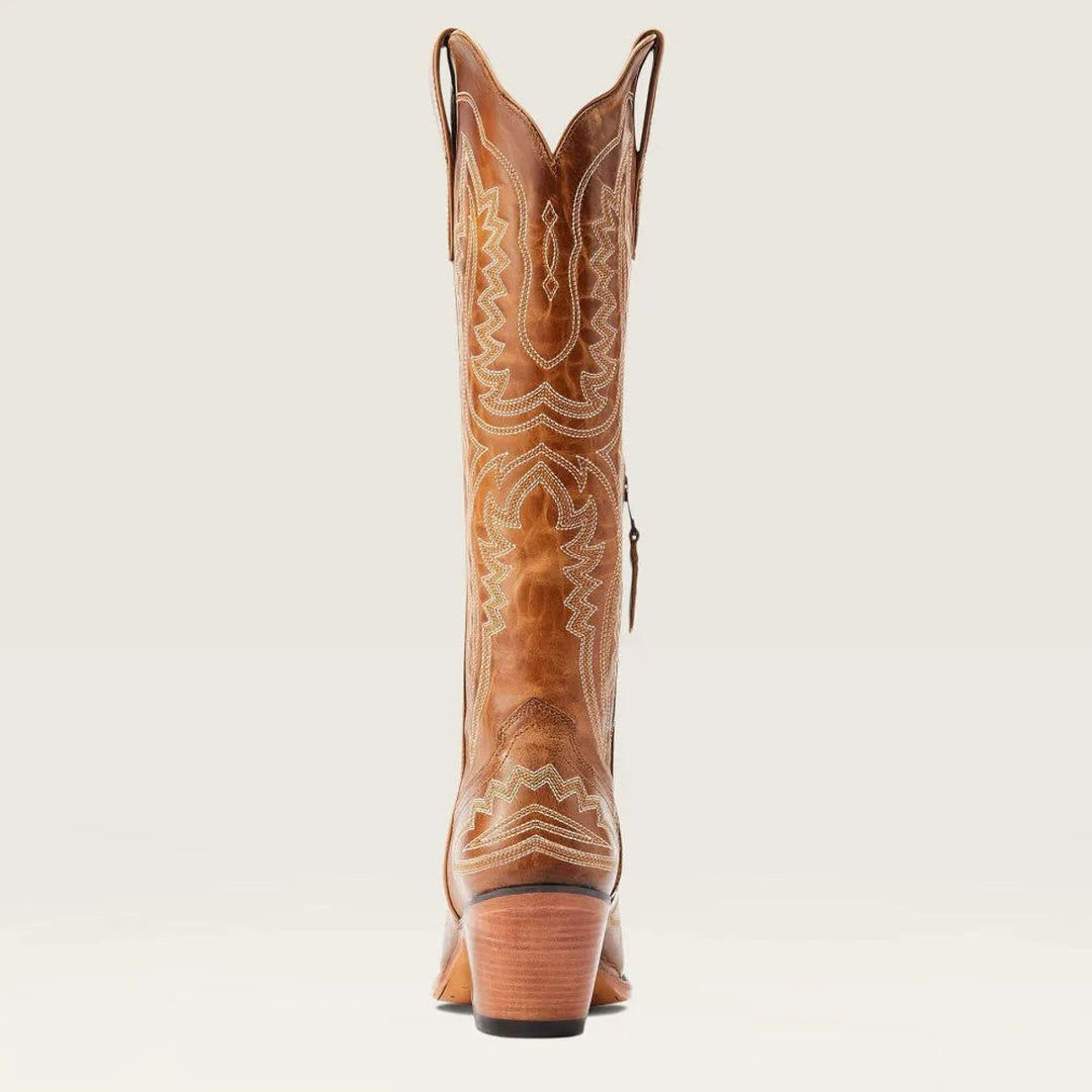 Women's Embroidered Knee-High Heeled Cowboy Boots Pointed Toe