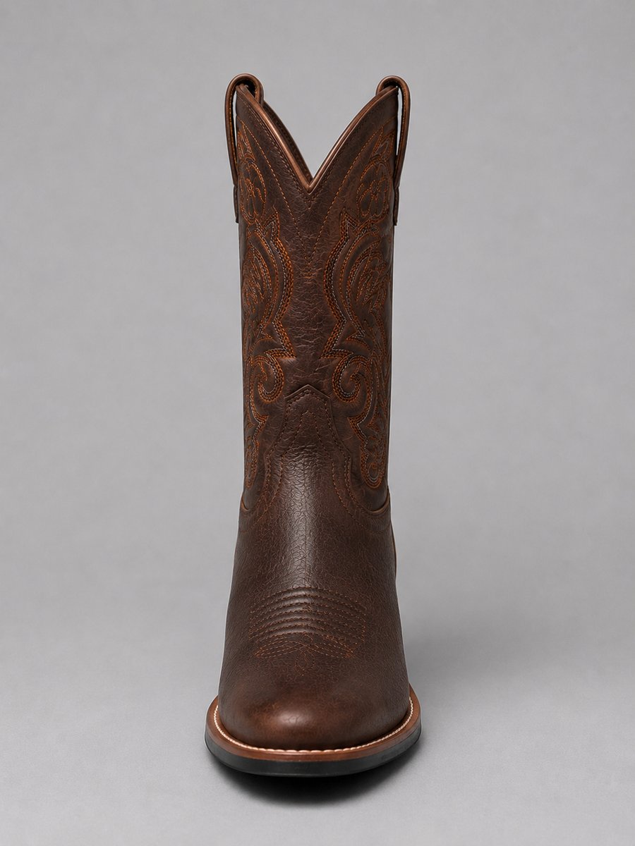 Women's Embroidered Knee-High Leather Cowboy Boots Block Heel