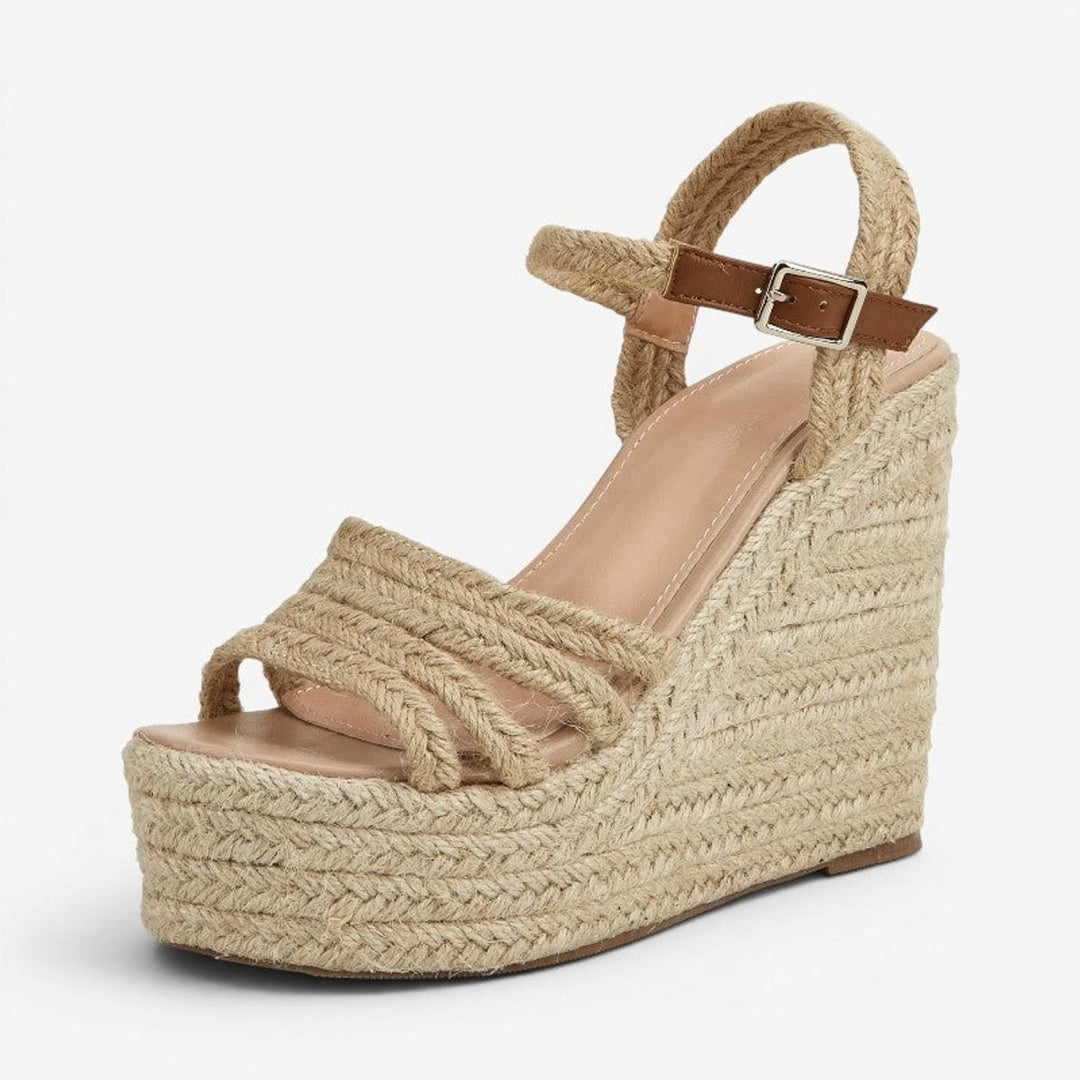 Women's Espadrille Wedge Heeled Sandals Ankle Strap Buckle