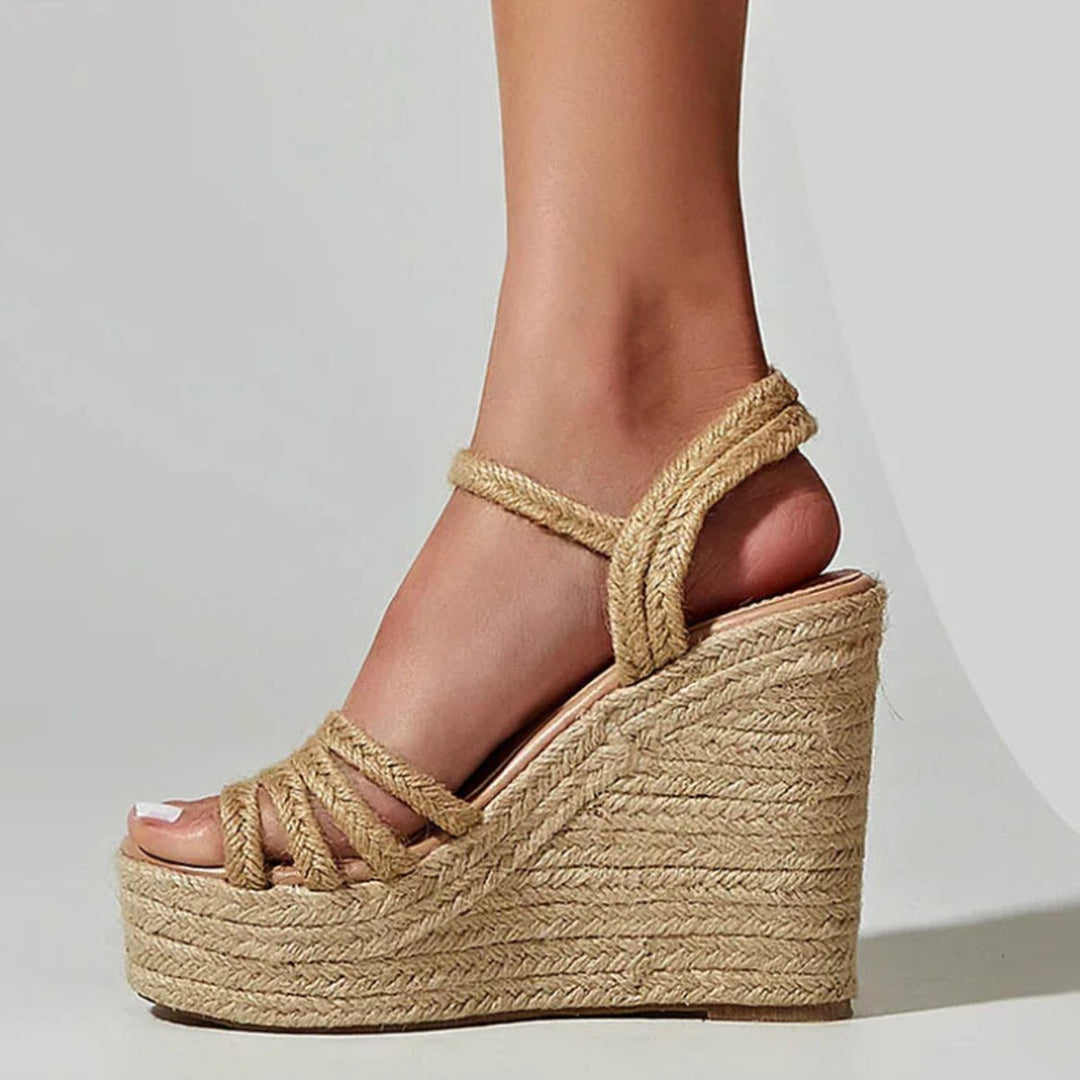 Women's Espadrille Wedge Heeled Sandals Ankle Strap Buckle