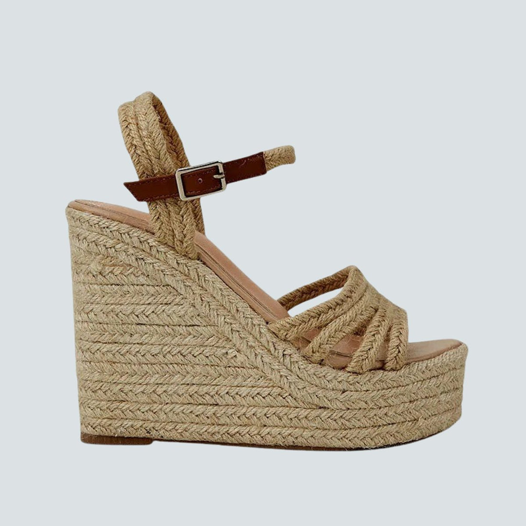 Women's Espadrille Wedge Heeled Sandals Ankle Strap Buckle