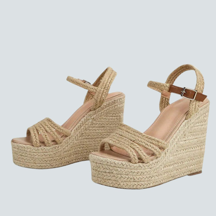 Women's Espadrille Wedge Heeled Sandals Ankle Strap Buckle