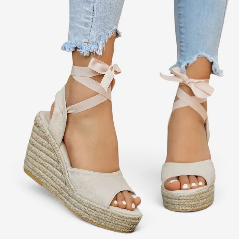 Women's Espadrille Wedge Lace-Up Open Toe Platform Sandals