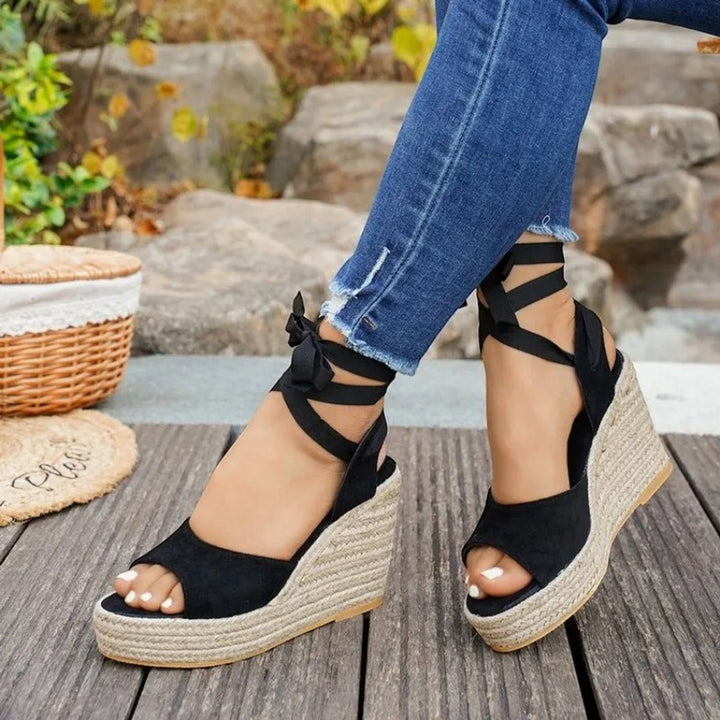 Women's Espadrille Wedge Lace-Up Open Toe Platform Sandals