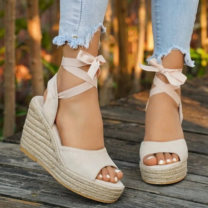 Women's Espadrille Wedge Lace-Up Open Toe Platform Sandals