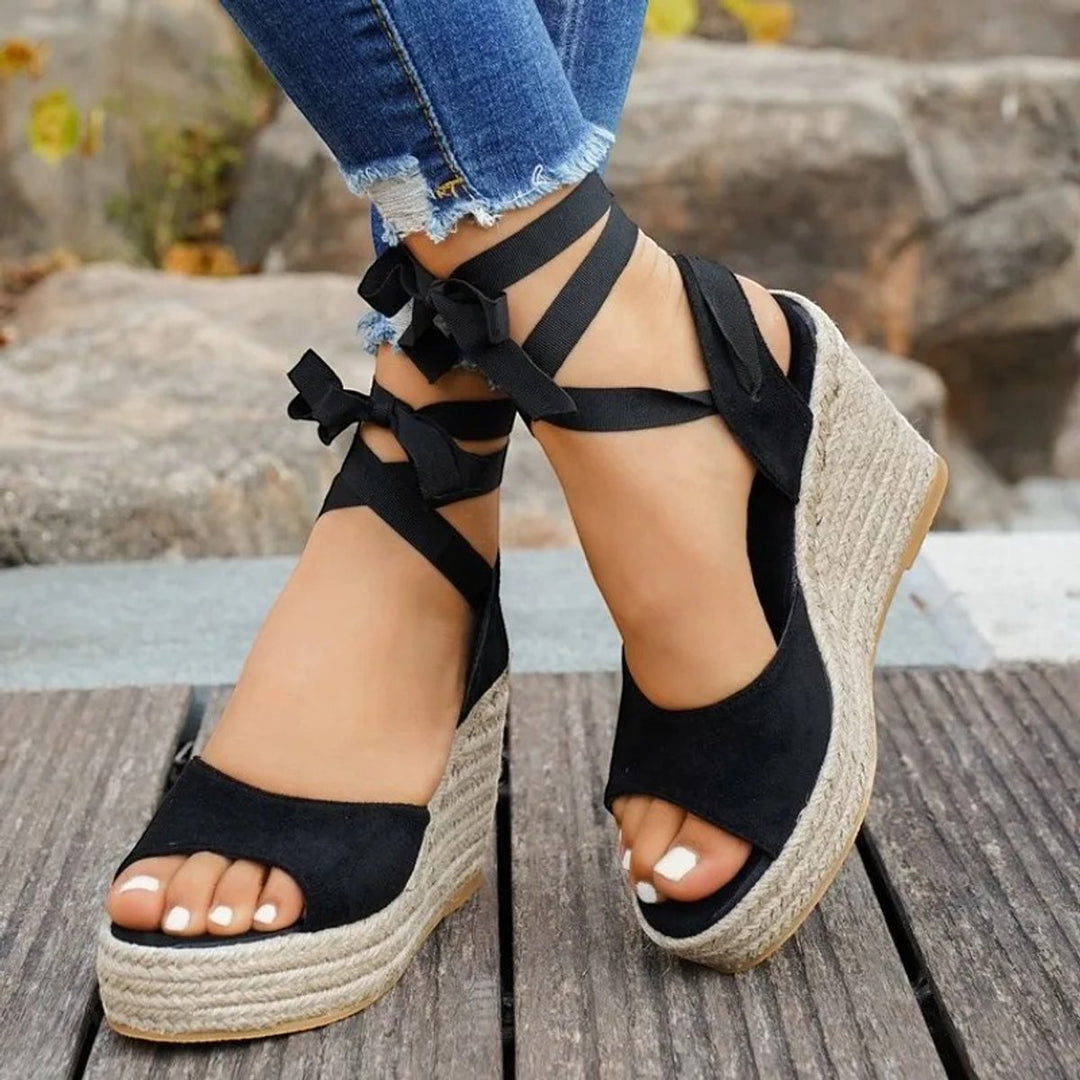 Women's Espadrille Wedge Lace-Up Open Toe Platform Sandals