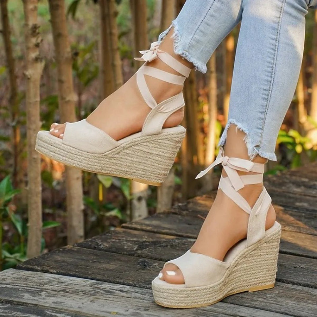 Women's Espadrille Wedge Lace-Up Open Toe Platform Sandals
