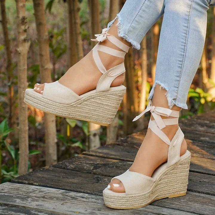 Women's Espadrille Wedge Lace-Up Open Toe Platform Sandals