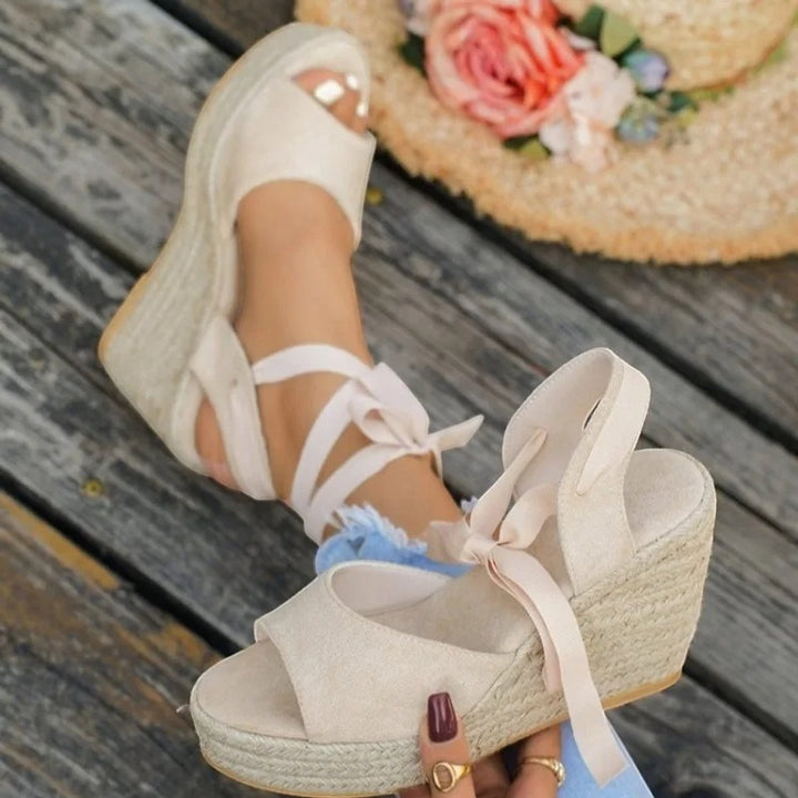 Women's Espadrille Wedge Lace-Up Open Toe Platform Sandals