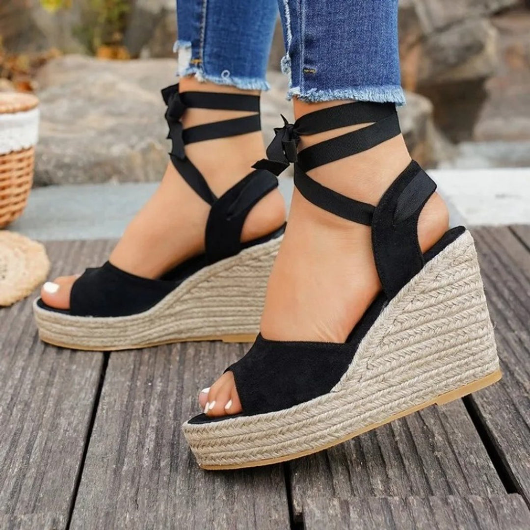 Women's Espadrille Wedge Lace-Up Open Toe Platform Sandals