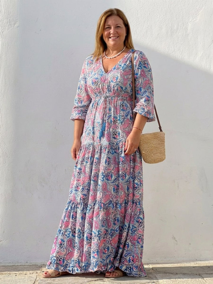 Women's Everyday Boho Paisley V-Neck Long Sleeve Maxi Dress