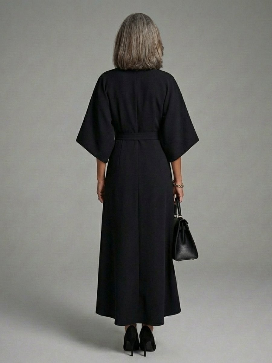 Women's Everyday Cape Sleeve Waist-Defined Asymmetric Midi Party Dress