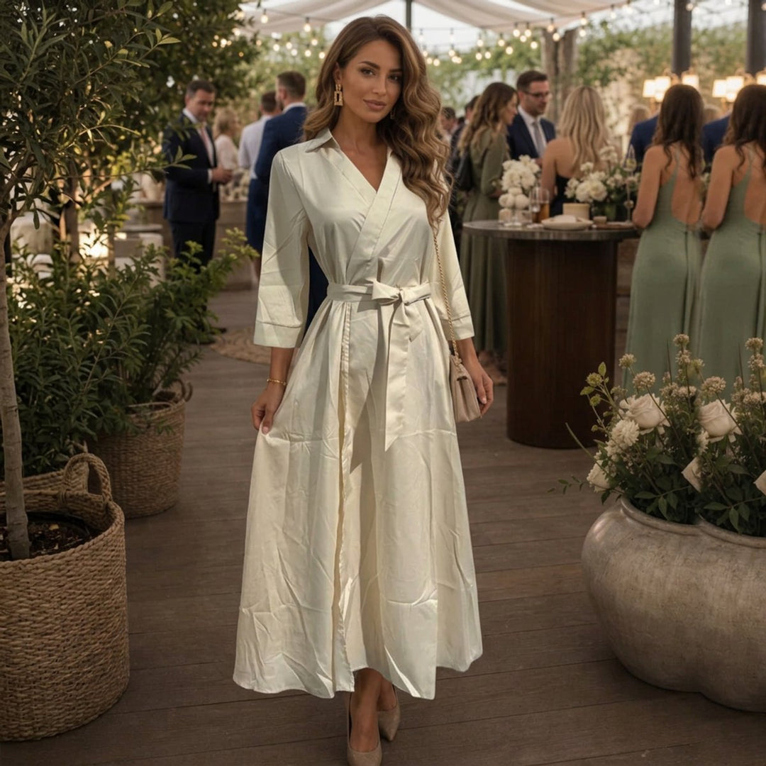 Women's Everyday Collared Wrap Midi Dress Christmas Party Dress