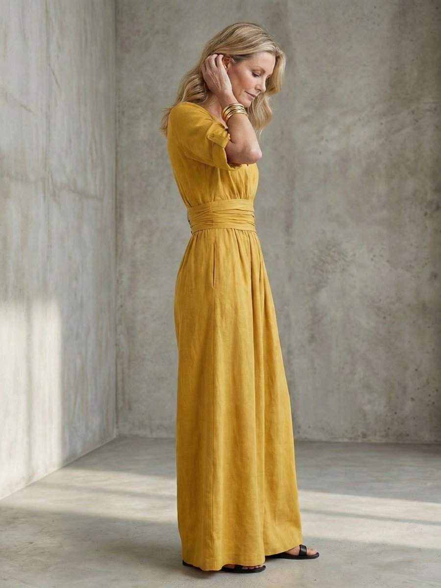 Women's Everyday Day Dress Cross-Front Wide-Leg Jumpsuit