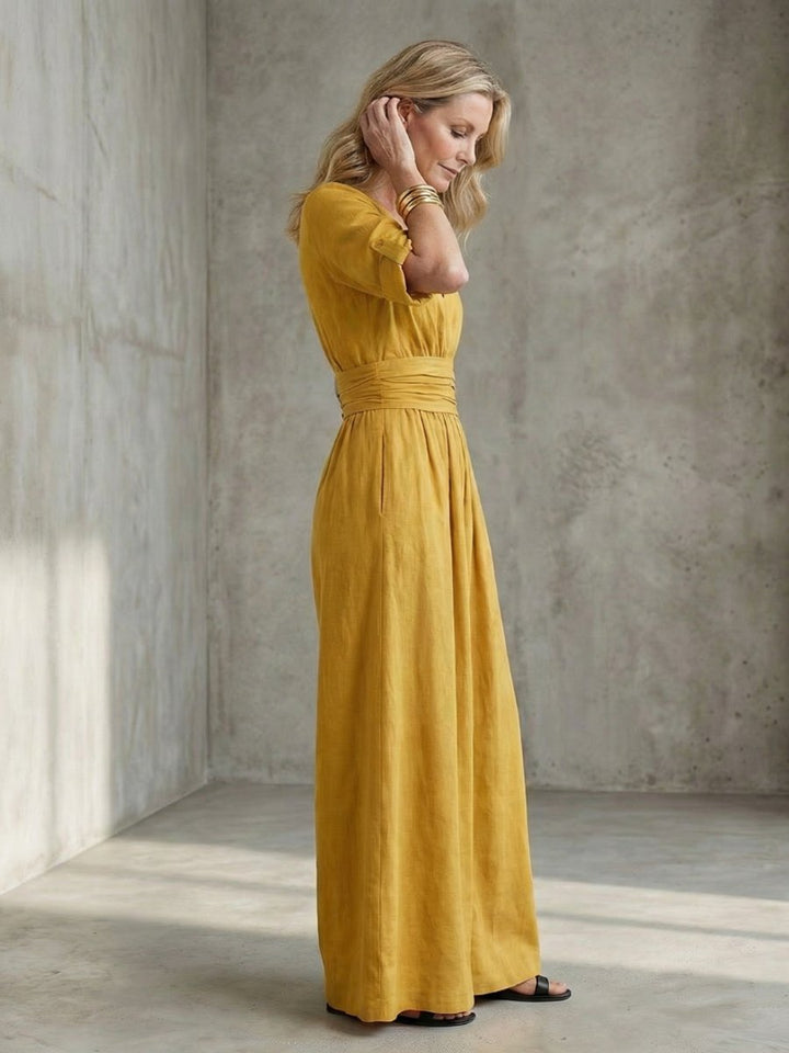 Women's Everyday Day Dress Cross-Front Wide-Leg Jumpsuit