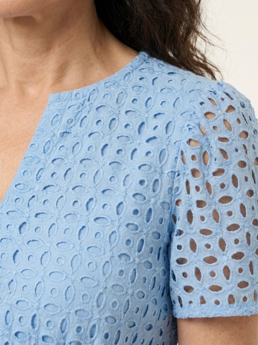 Women's Everyday Day Dress Eyelet Tiered Smocked-Waist Midi