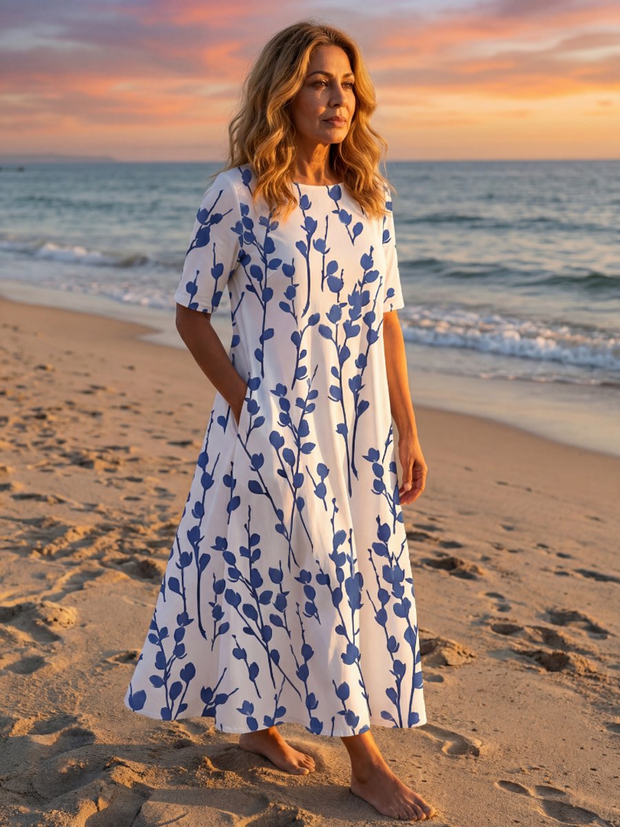 Women's Everyday Day Dress Floral A-Line Short Sleeve Midi