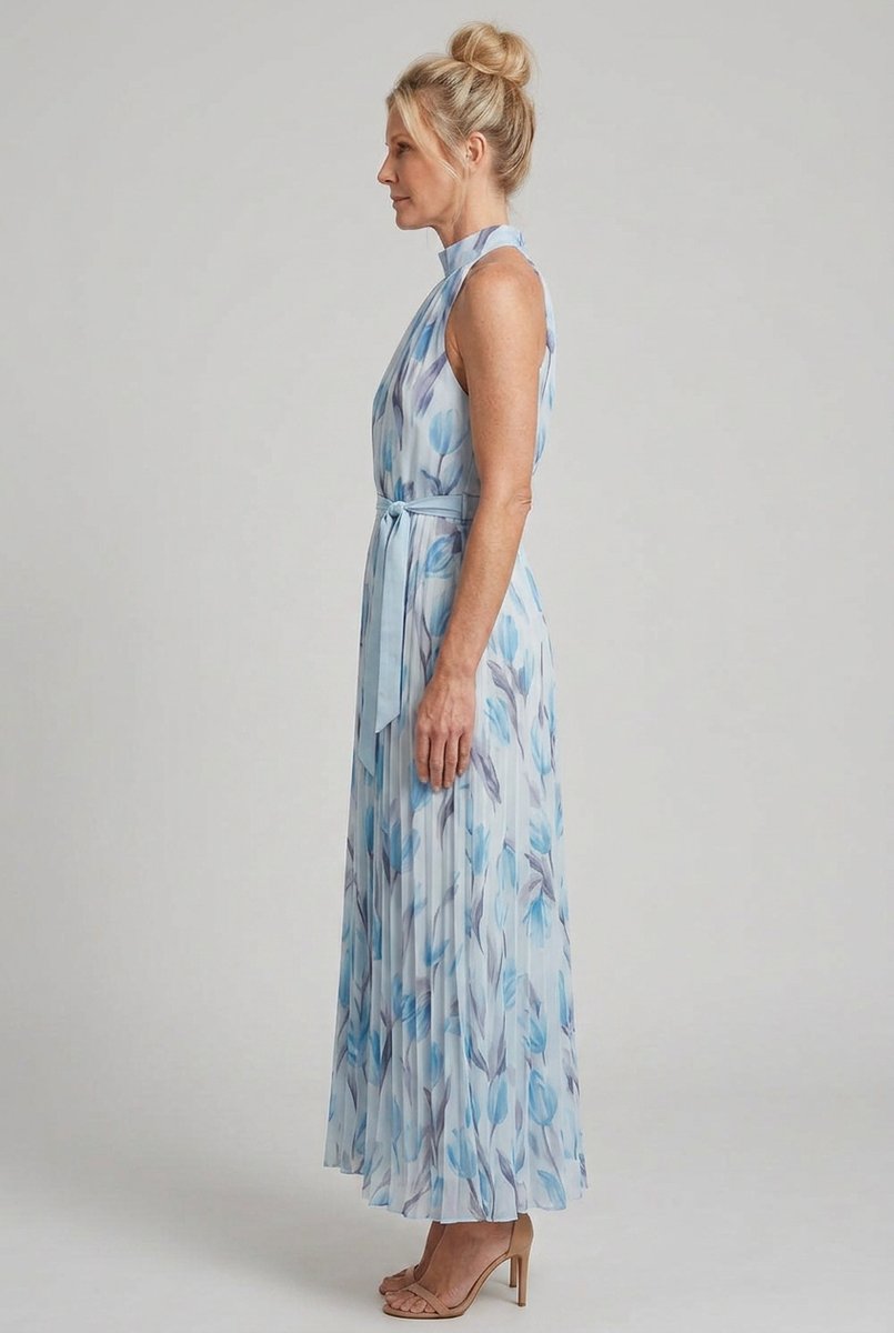 Women's Everyday Day Dress Floral Halter Neck Pleated Midi