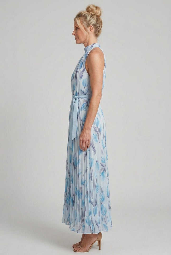 Women's Everyday Day Dress Floral Halter Neck Pleated Midi