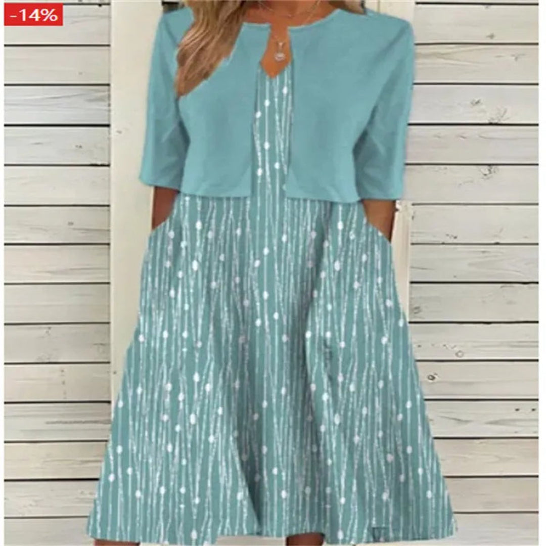 Women's Everyday Day Dress Floral Midi Cropped Cardigan Two-Piece Set