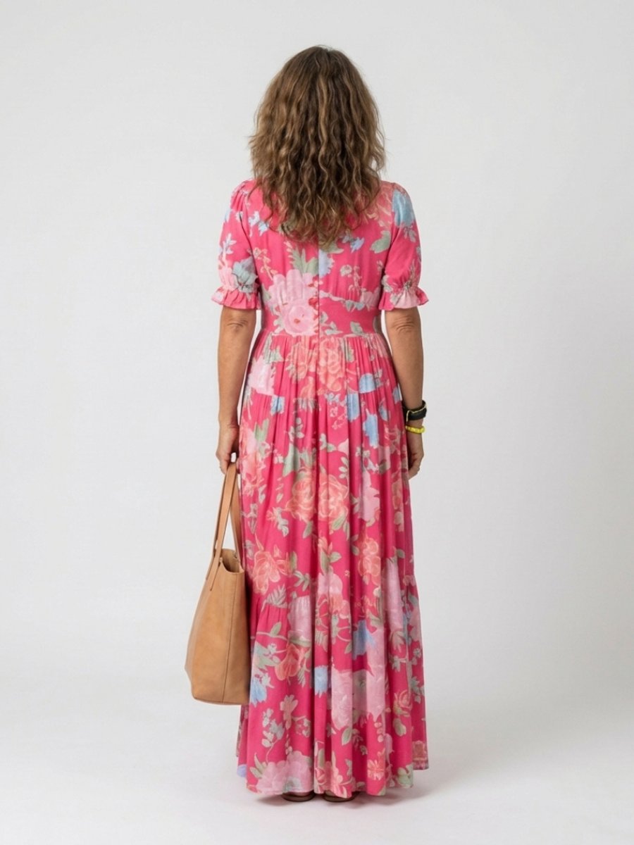 Women's Everyday Day Dress Flutter Sleeve V-Neck Floral Midi